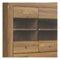 Vitrina Bergen 102 cm con 2 puertas y 2 cajones alerce sibiu dorado