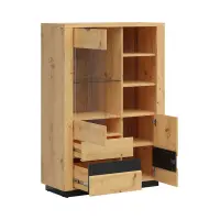 Vitrina Ostia 101 cm con 2 puertas y 2 cajones roble artisan