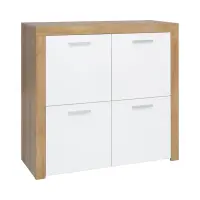 Armario Balder 104 cm de cuatro puertas roble riviera/blanco brillo