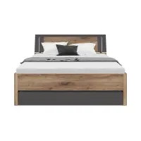 Łóżko Saturn 160x200 z 3 szufladami dąb flagstaff ciemny/grafit