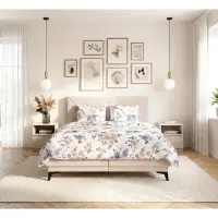 Cama continental Zalea 160x200 con arcón beige