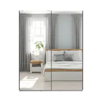 Armario de puertas correderas Tetrix 153 cm con espejo blanco brillo