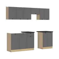 Conjunto de cocina Junona Line 230 cm grafito con encimera