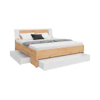 Cama Saturn 180x200 con 3 cajones roble artisan/blanco