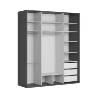 Armario de puertas correderas Flex 200 cm con espejo grafito/roble mauvella