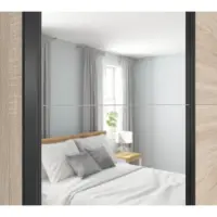 Armario de puertas correderas Tetrix 153 cm con espejo roble sonoma