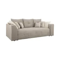 Sofá de tres plazas Royal IV convertible con arcón, pana, beige