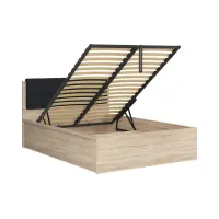 Cama Tetrix 140x200 con somier y contenedor roble sonoma