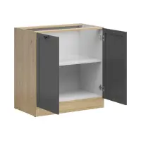 Armario de cocina inferior Junona Line 80 cm con 2 puertas roble bernstein/grafito