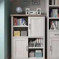 Estantería Luca Juzi 106 cm con 2 puertas y 4 estantes alerce sibiu claro