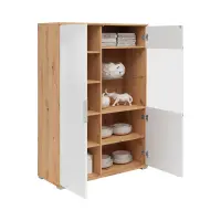 Display cabinet Zele 90 cm with 2 doors artisan oak/white gloss