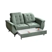 Sofá de dos plazas Doria con arcón de terciopelo verde