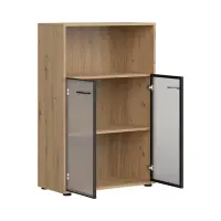 Estantería Space Office 80 cm con 2 puertas y estante roble artisan
