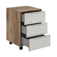 Cajonera de oficina Nevada 40 cm con 3 cajones roble flagstaff oscuro