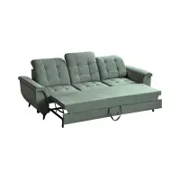 Sofá de tres plazas Doria convertible de terciopelo verde