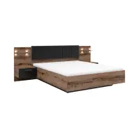 Cama Kassel 180x200 con 2 mesitas de noche roble monastery