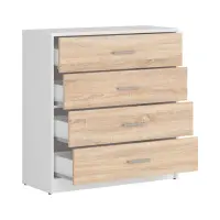 Cómoda Nepo Plus 80 cm con 4 cajones blanco/roble sonoma