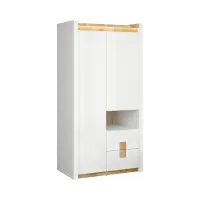 Armario de dos puertas Alameda 102 cm con cajones blanco brillo/roble westminster