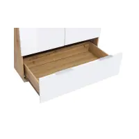 Armario de dos puertas Zele 90 cm con cajón roble wotan/blanco brillo