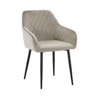 Silla tapizada con reposabrazos Stu beige-gris