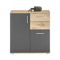 Cómoda BC 80 cm con 2 puertas y 2 cajones roble vikingo/gris