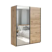 Armario corredero Tetrix 153 cm con espejo roble wotan