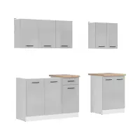 Conjunto de cocina Junona Line A 180 cm gris claro brillo con encimera