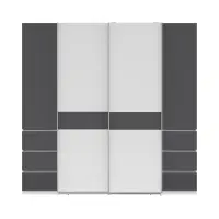 Armario de puertas correderas Fabio 215 cm con cajones blanco/grafito