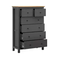 Cómoda Hesen 101 cm con 6 cajones grafito/roble artisan