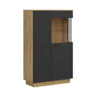 Vitrina Zenda 91 cm con 2 puertas roble waterford/negro