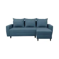 Универсальный угловой диван Malin раскладной с ящиком для белья рогожка синий