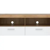 RTV cabinet Balder 135 cm with 2 drawers and a shelf riviera oak/white gloss