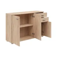 Cómoda Noeda 106 cm con 3 puertas y 2 cajones roble sonoma