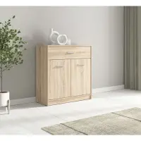 Cómoda Nepo Plus 80 cm con 2 puertas y un cajón roble sonoma