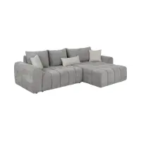 Sofá rinconera derecho Chill_Me convertible con arcón, chenilla gris