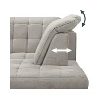 Sofá rinconera derecha Aragon convertible con reposacabezas y asiento regulables beige