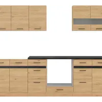 Conjunto de cocina Junona Line 260 cm roble bernstein con encimera