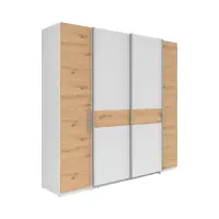 Armario de puertas correderas Fabio 215 cm blanco/roble artisan