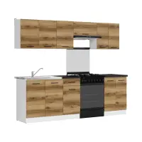 Conjunto de cocina Junona Line 240 cm roble delano claro con encimera