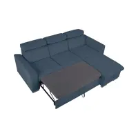 Sofá rinconera universal Evia con función de cama, arcón y reposacabezas ajustables azul