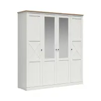 Armario de cuatro puertas Frija 203 cm con espejo pino andersen blanco