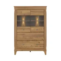 Vitrina Bergen 102 cm con 2 puertas y 2 cajones alerce sibiu dorado