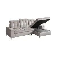 Sofá rinconera derecho Ariado convertible con arcón de terciopelo beige