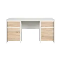 Escritorio Kaspian 160 cm con 2 puertas y cajones blanco/roble sonoma