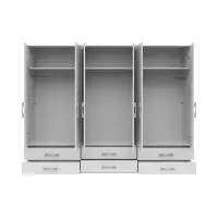 Armario de seis puertas Herford 270 cm con espejo y 6 cajones blanco