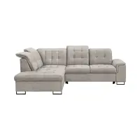 Sofá rinconera izquierdo Aragon extensible con reposacabezas y asiento ajustable beige