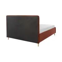 Cama tapizada Bondo 140x200 con arcón y somier naranja