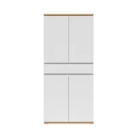 Estantería para pasillo Yamael 90 cm con 4 puertas y un cajón blanca