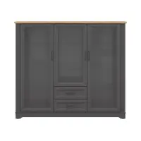 Vitrina Tolmin 168 cm con 3 puertas y 2 cajones grafito/roble artisan