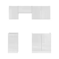 Conjunto de cocina Junona Line 180 cm blanco brillo sin encimera